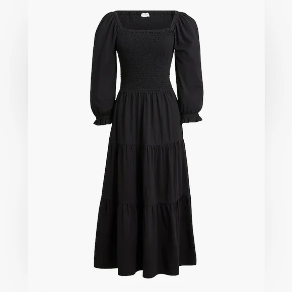 J crew factory tiered smoked midi dress size S black - Picture 5 of 15